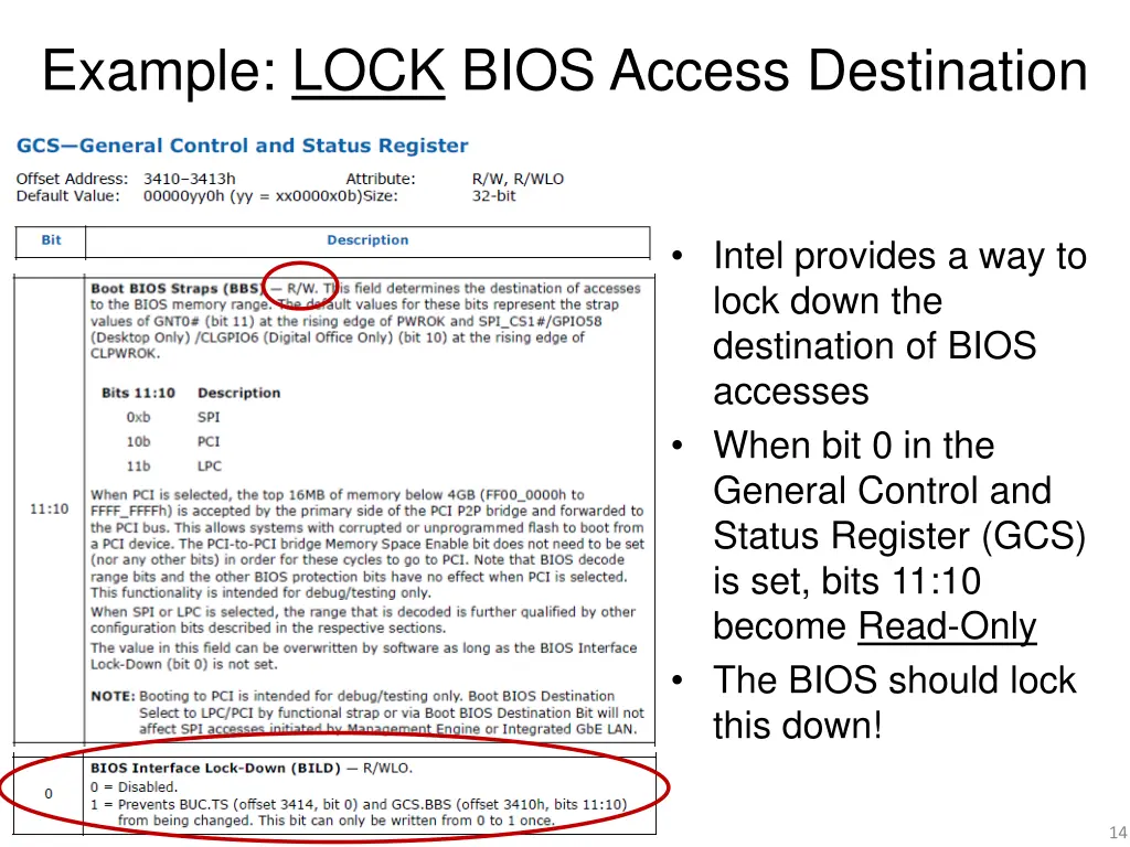 example lock bios access destination