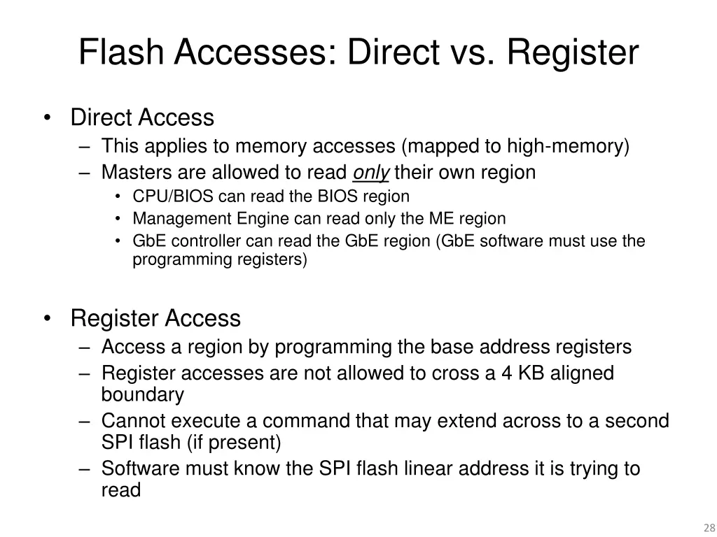 flash accesses direct vs register