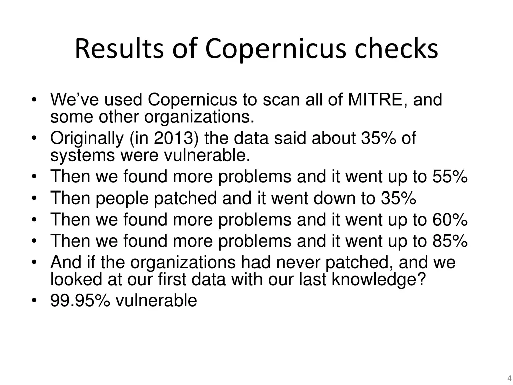 results of copernicus checks