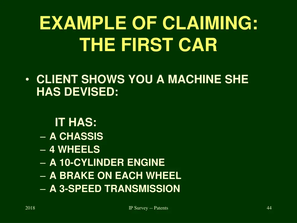 example of claiming the first car