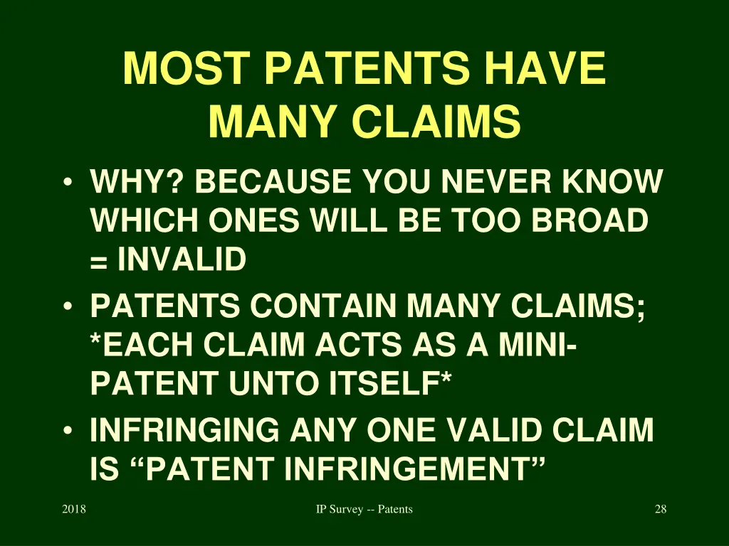 most patents have many claims why because