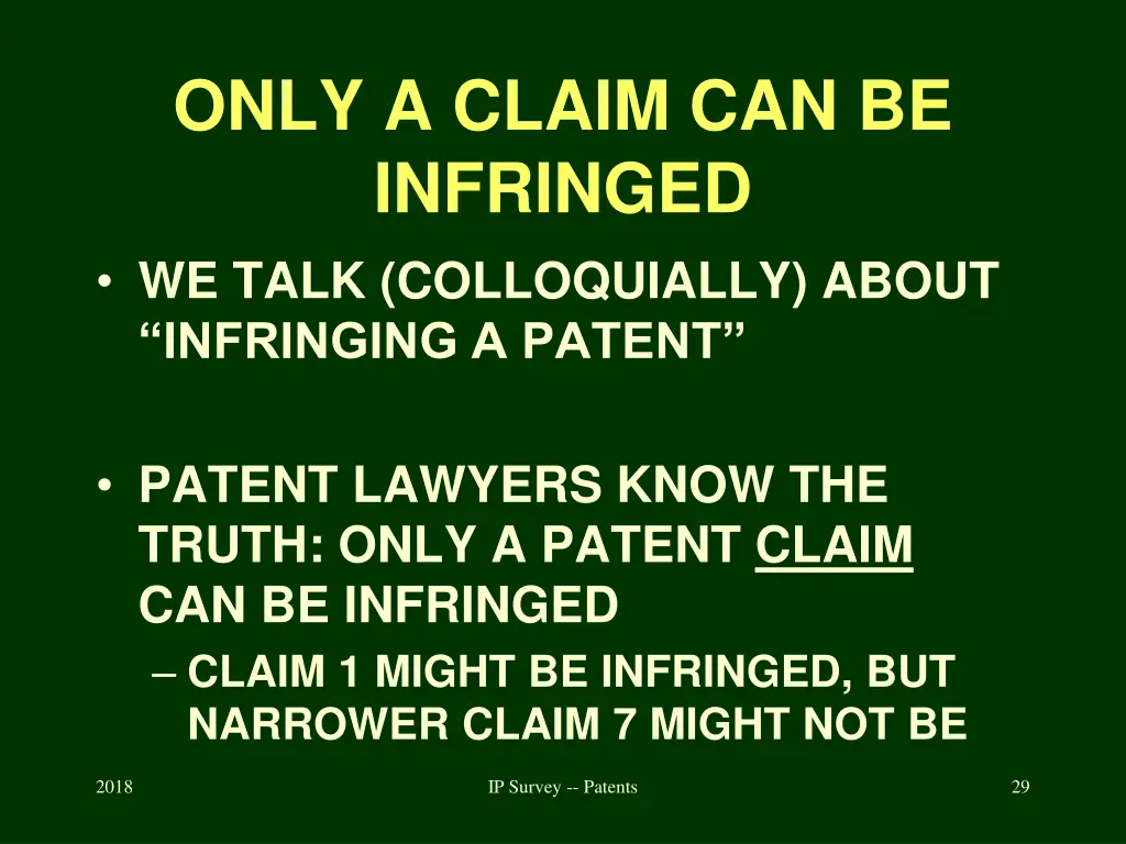 only a claim can be infringed we talk