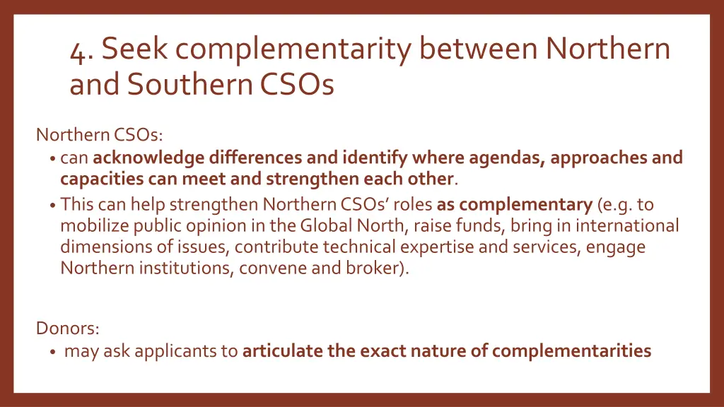 4 seek complementarity between northern