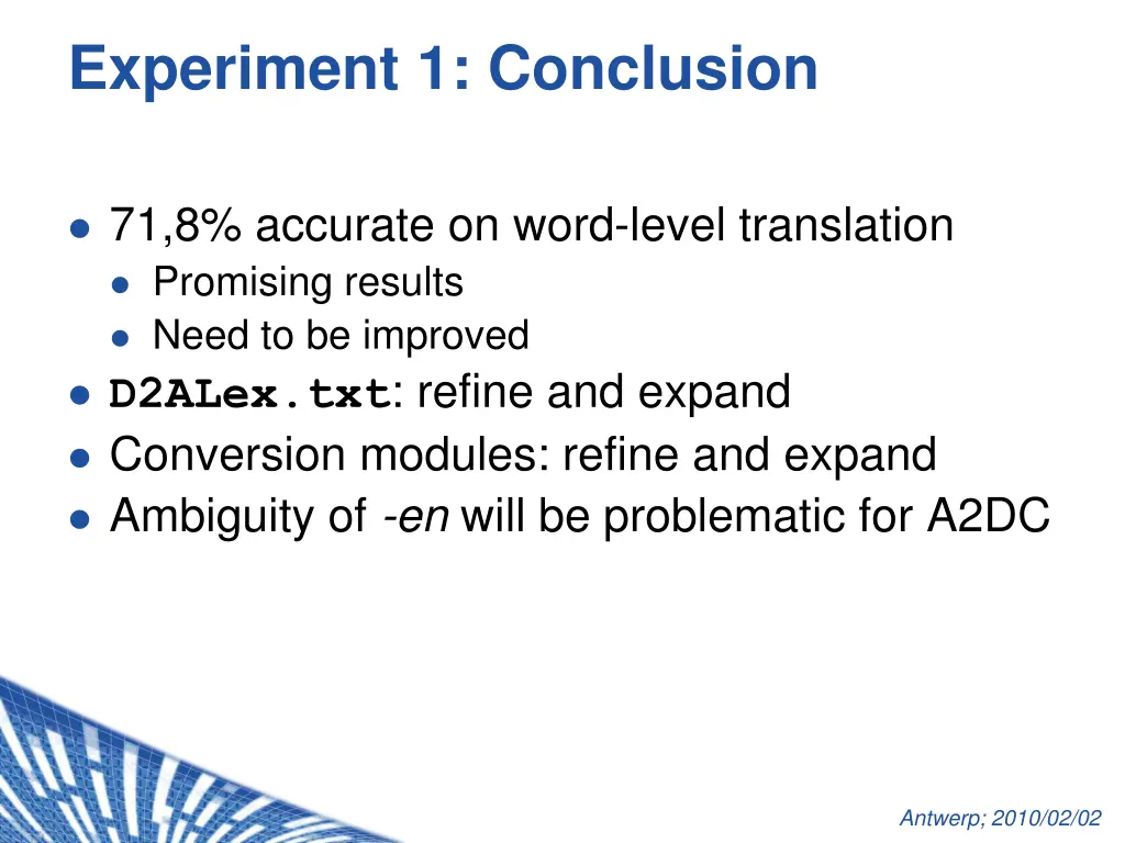 experiment 1 conclusion