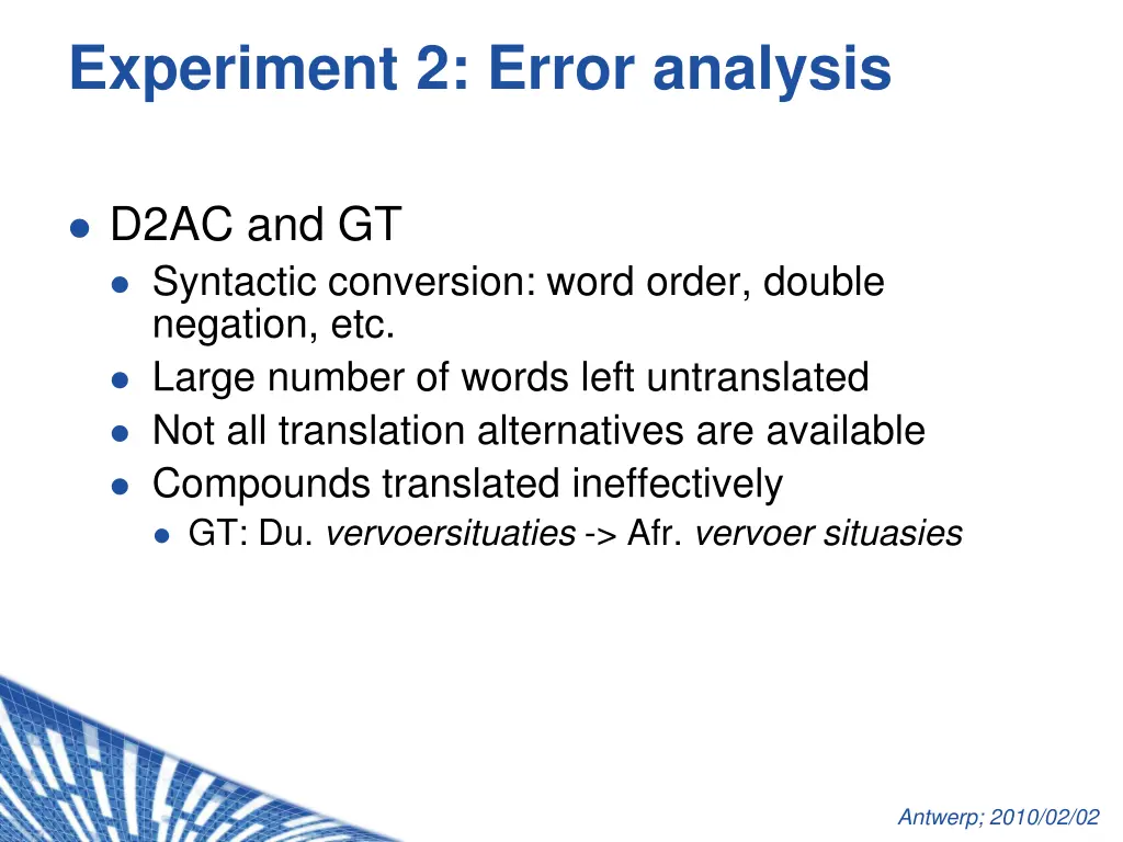 experiment 2 error analysis