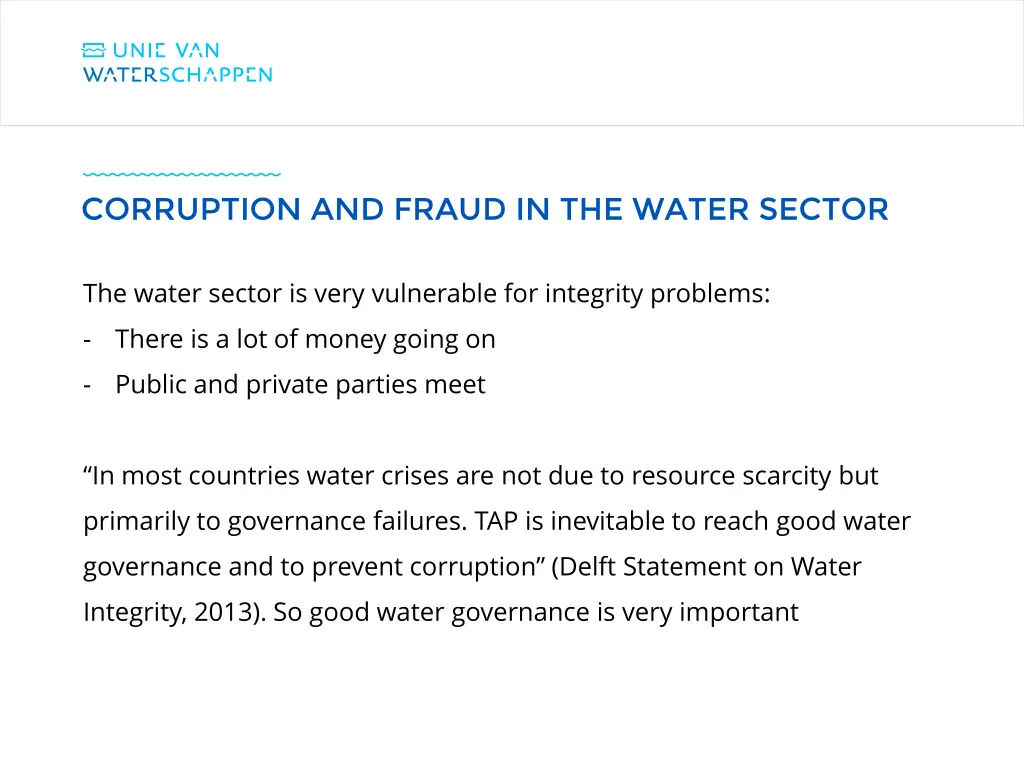 corruption and fraud in the water sector