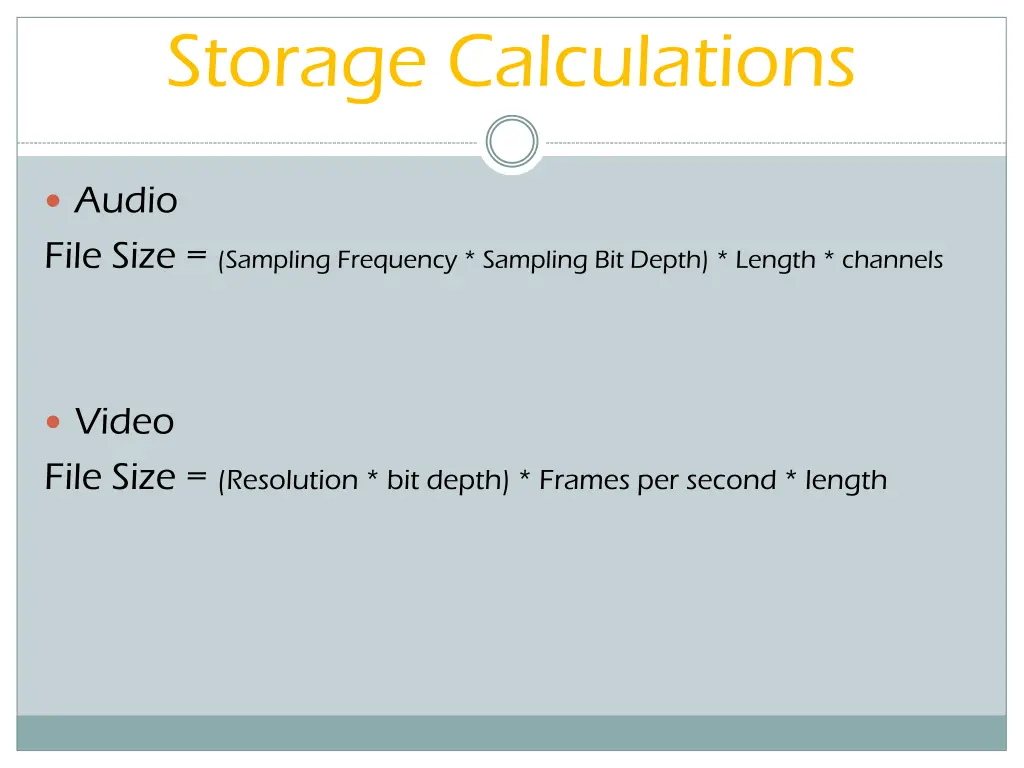 storage calculations