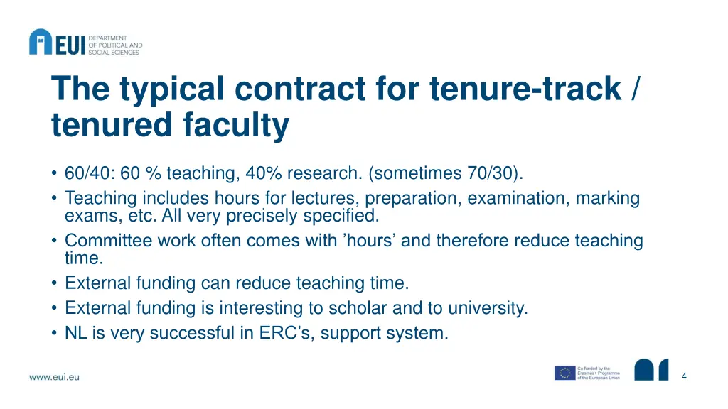 the typical contract for tenure track tenured