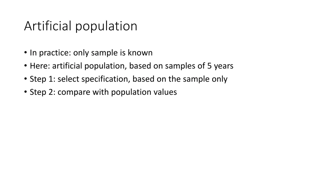 artificial population