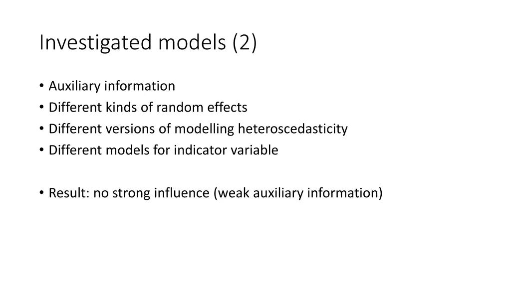 investigated models 2