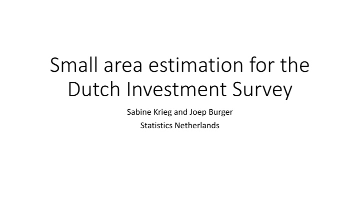 small area estimation for the dutch investment