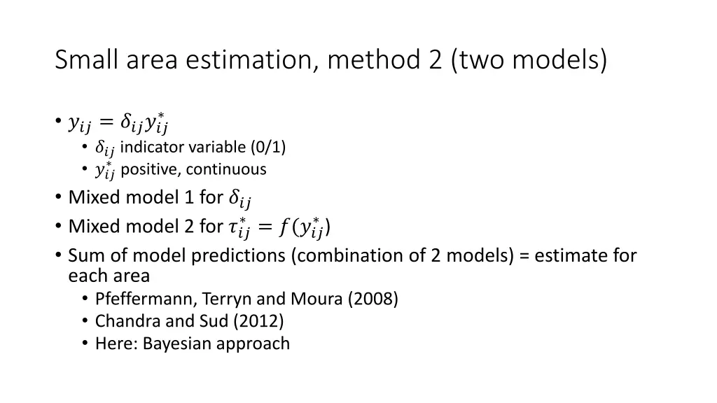 small area estimation method 2 two models