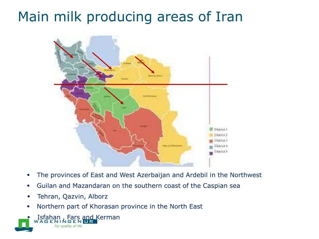 main milk producing areas of iran