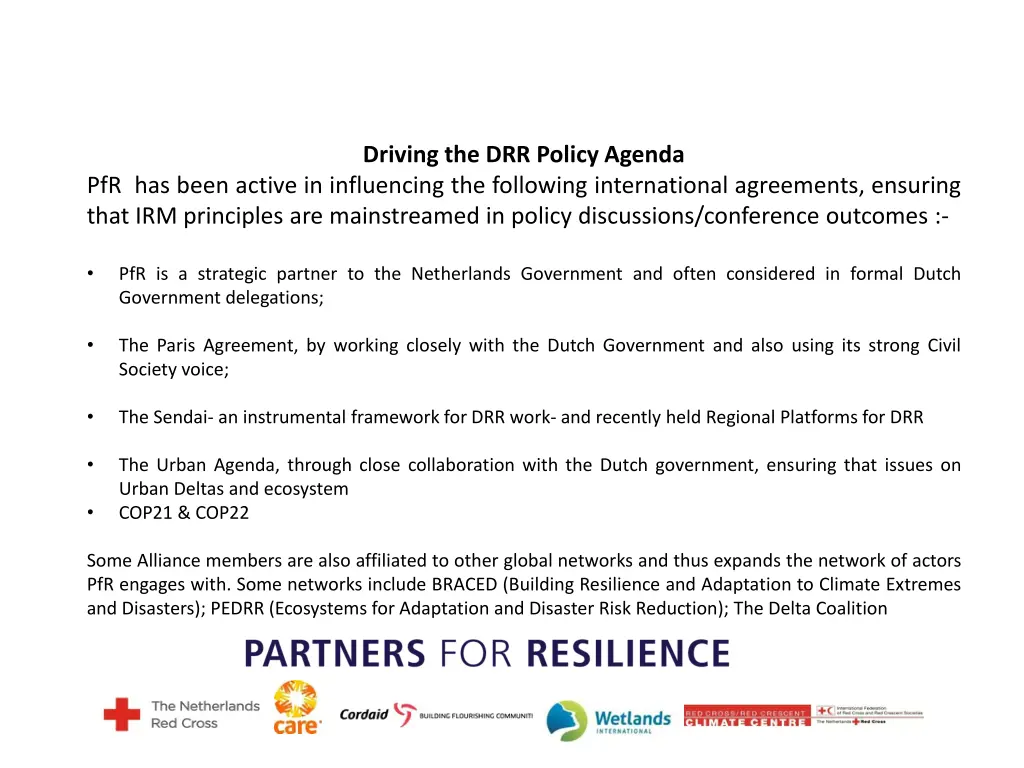 driving the drr policy agenda