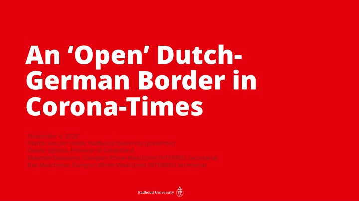 an open dutch german border in corona times