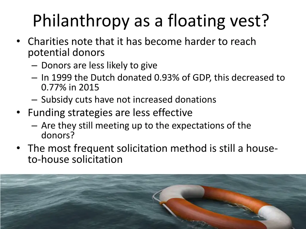 philanthropy as a floating vest charities note