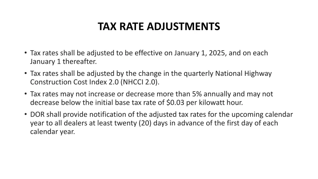 tax rate adjustments