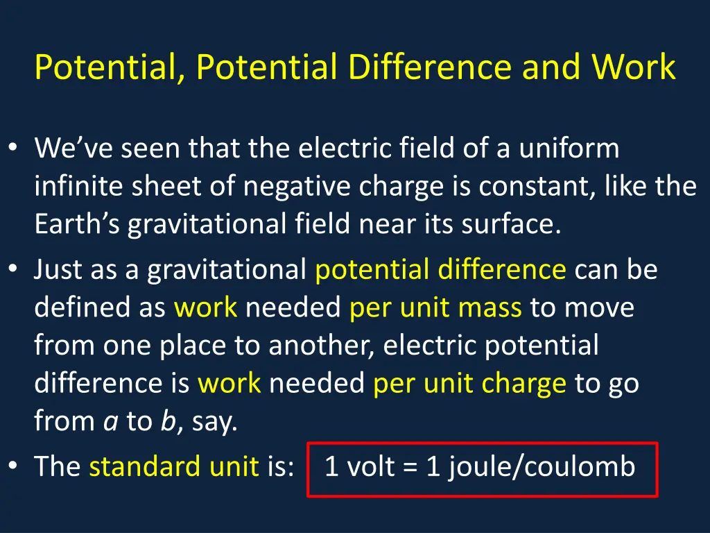 potential potential difference and work