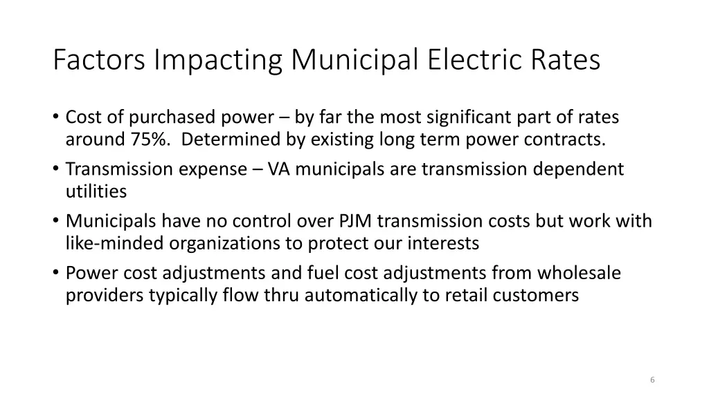 factors impacting municipal electric rates