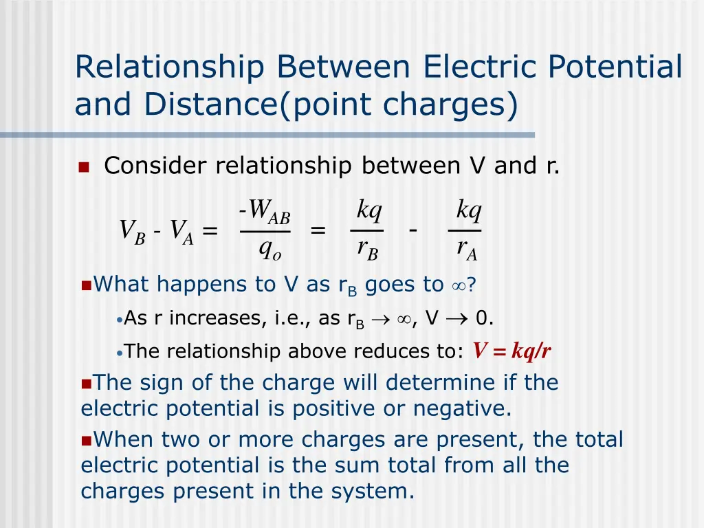 relationship between electric potential