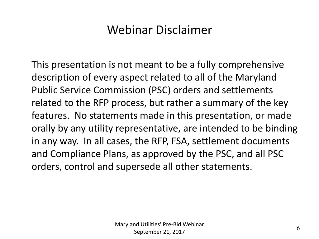 webinar disclaimer