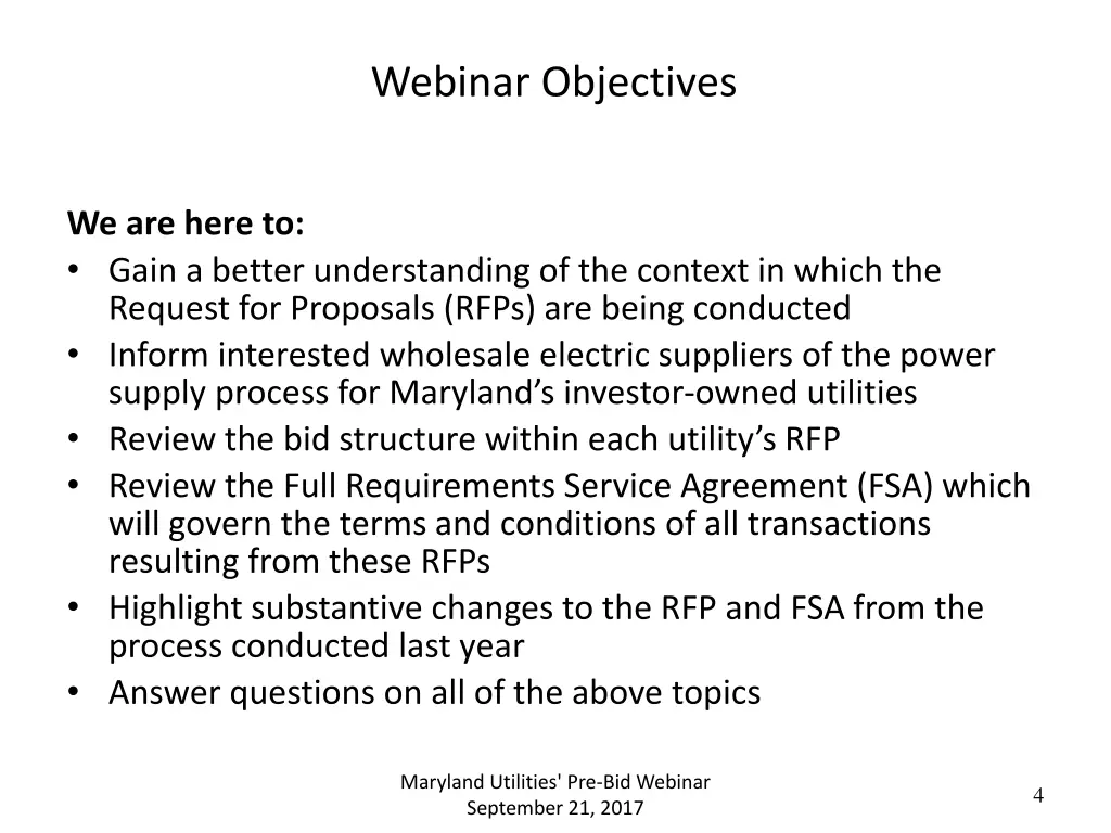 webinar objectives