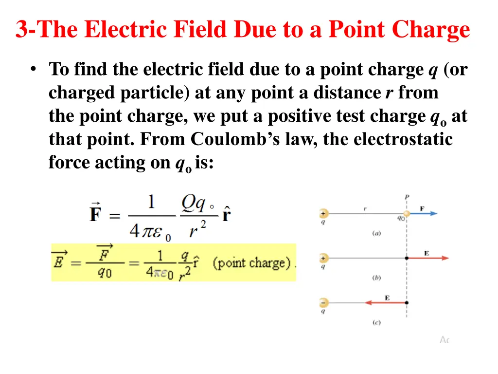 3 the electric field due to a point charge