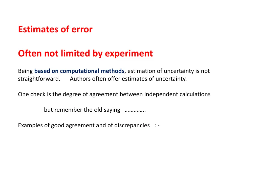 estimates of error