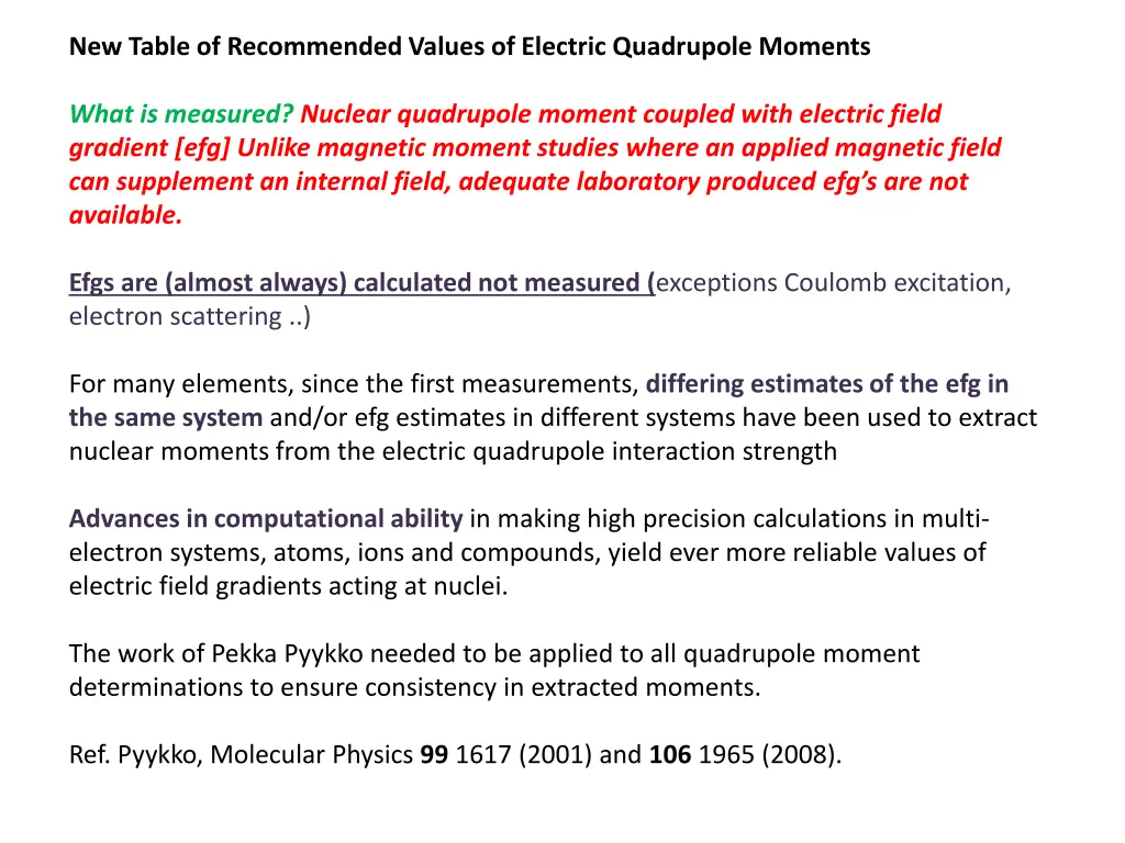 new table of recommended values of electric