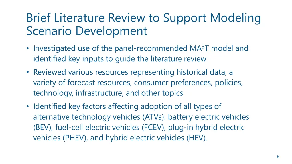 brief literature review to support modeling