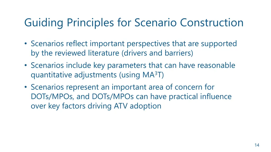 guiding principles for scenario construction