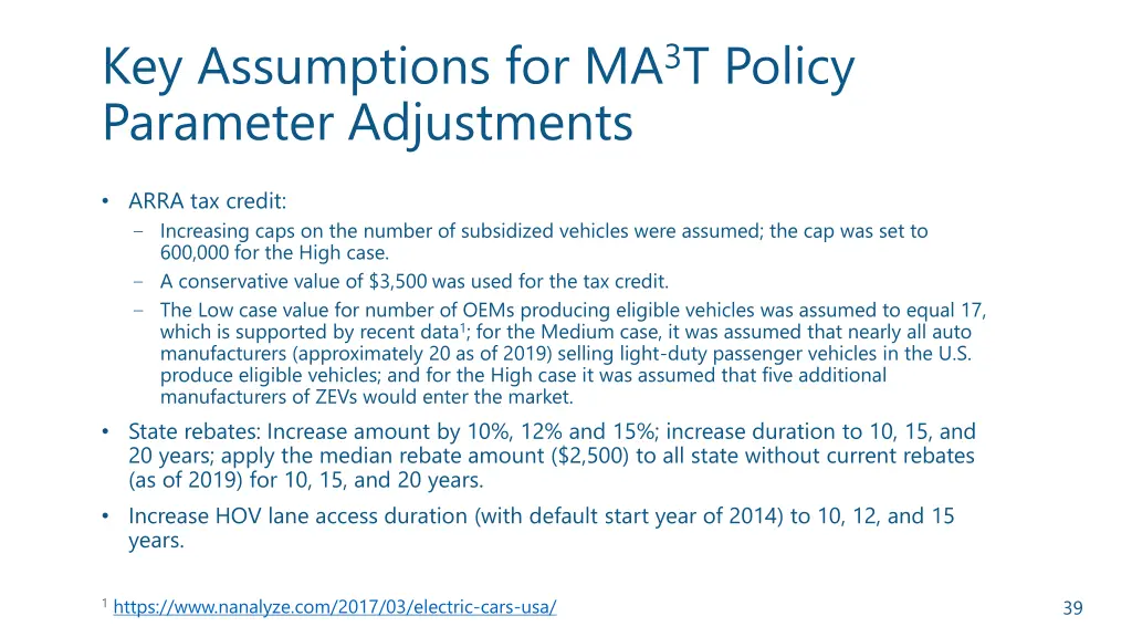 key assumptions for ma 3 t policy parameter