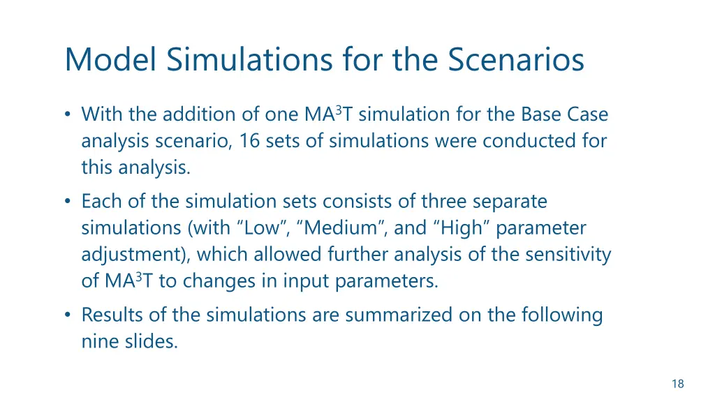 model simulations for the scenarios