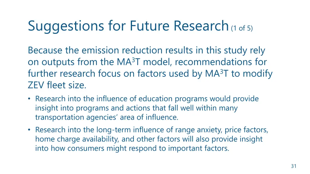 suggestions for future research 1 of 5