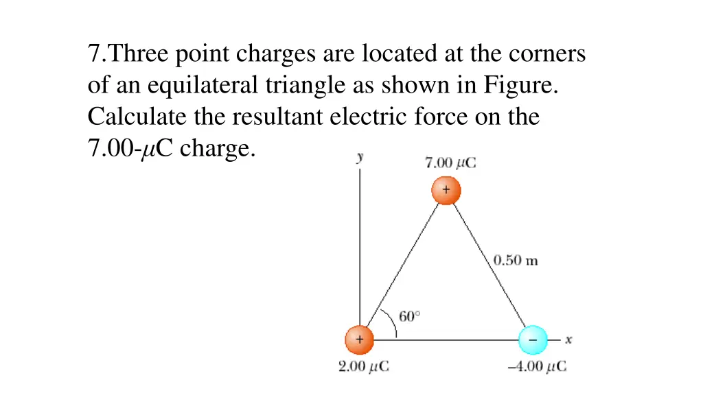 7 three point charges are located at the corners