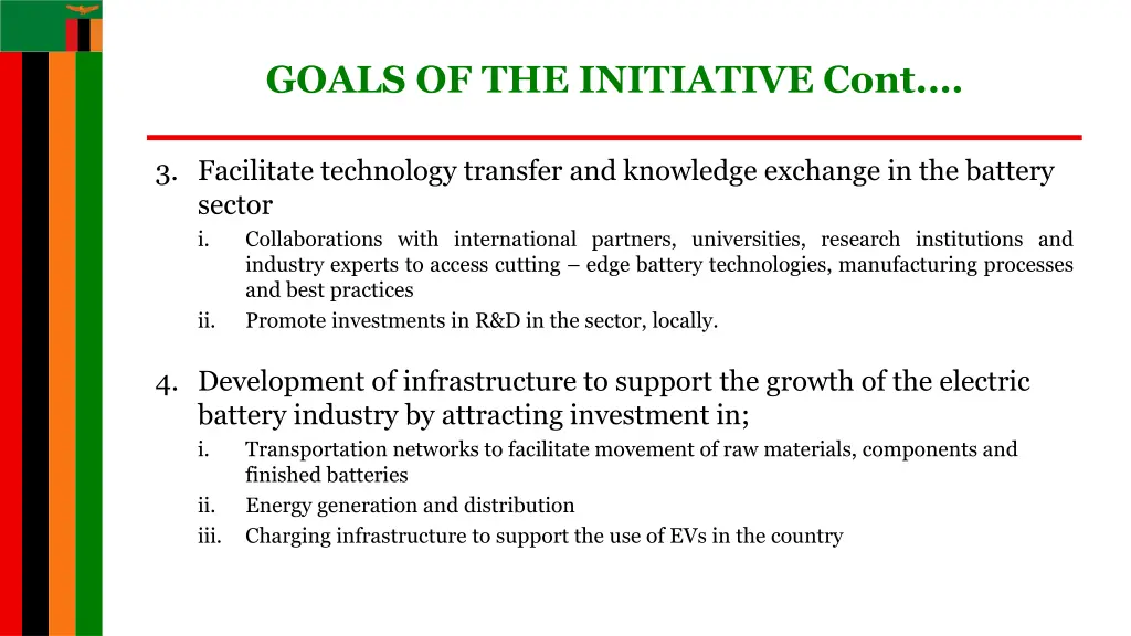 goals of the initiative cont