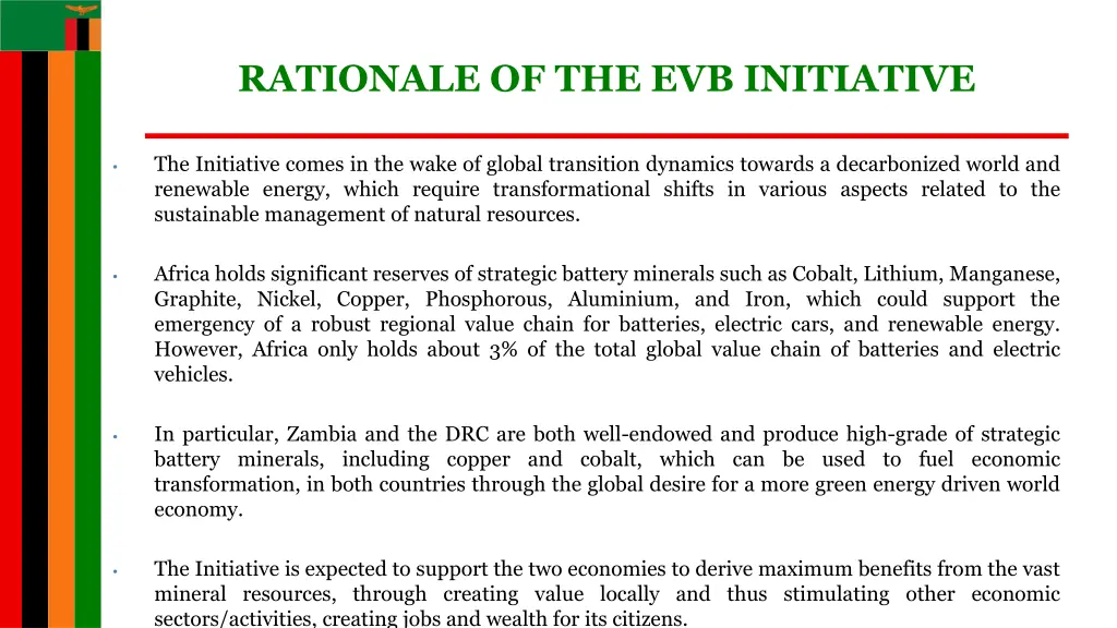 rationale of the evb initiative