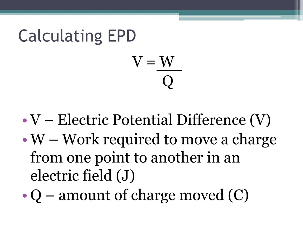 calculating epd