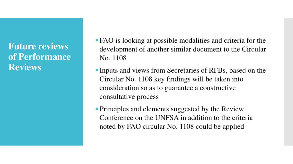 fao is looking at possible modalities