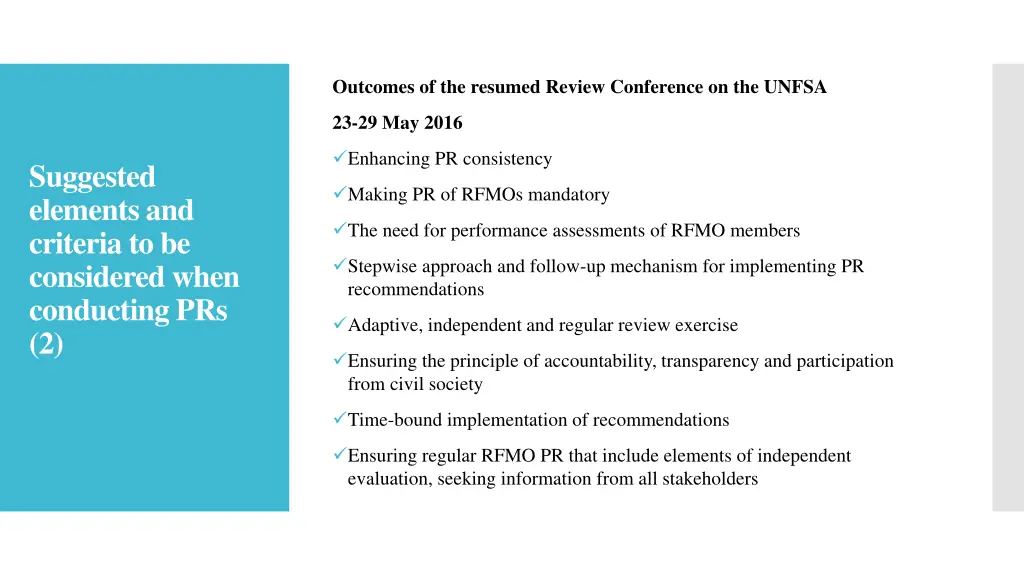 outcomes of the resumed review conference