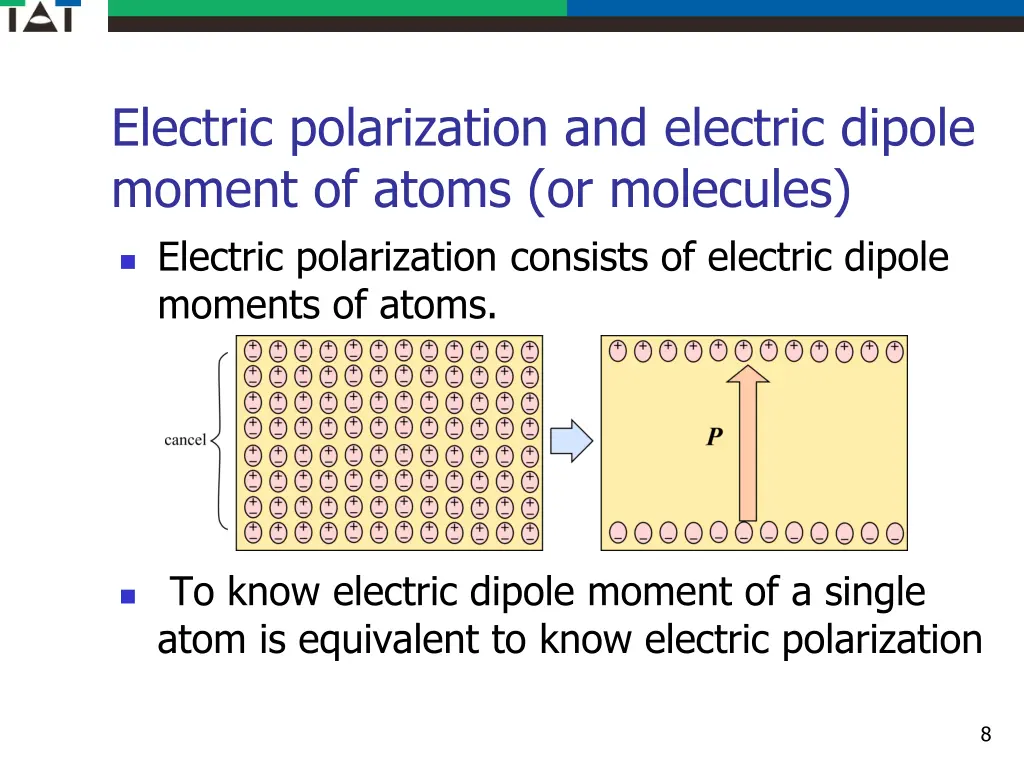 electric polarization and electric dipole moment