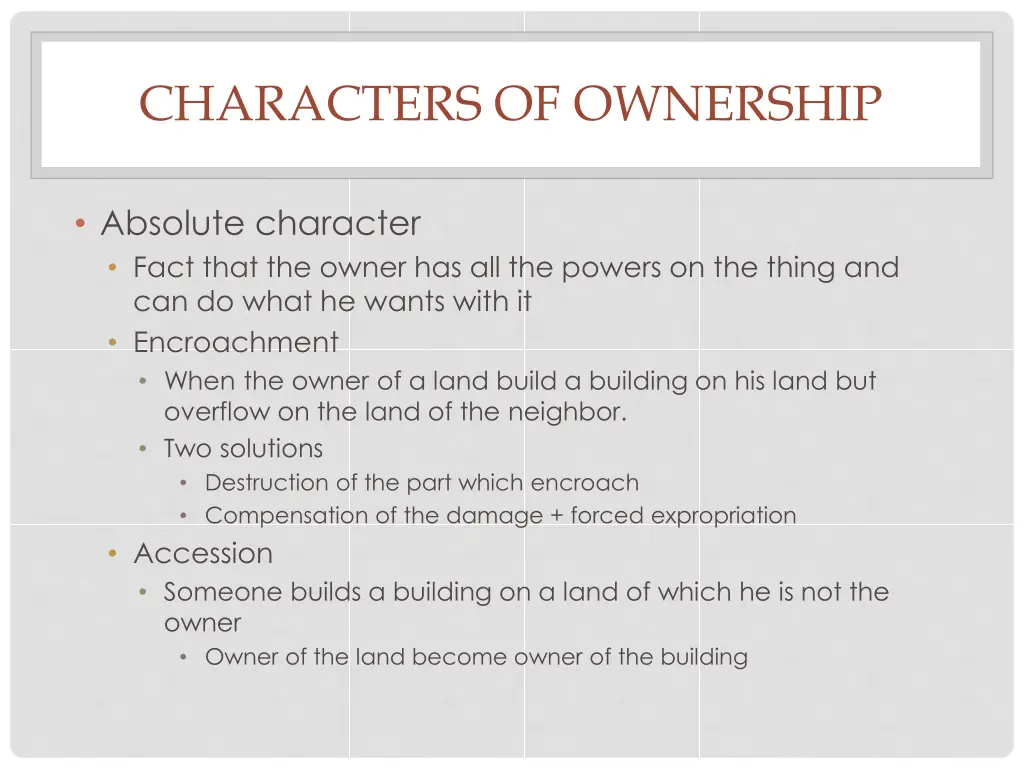 characters of ownership