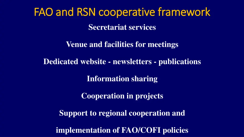 fao and rsn cooperative framework