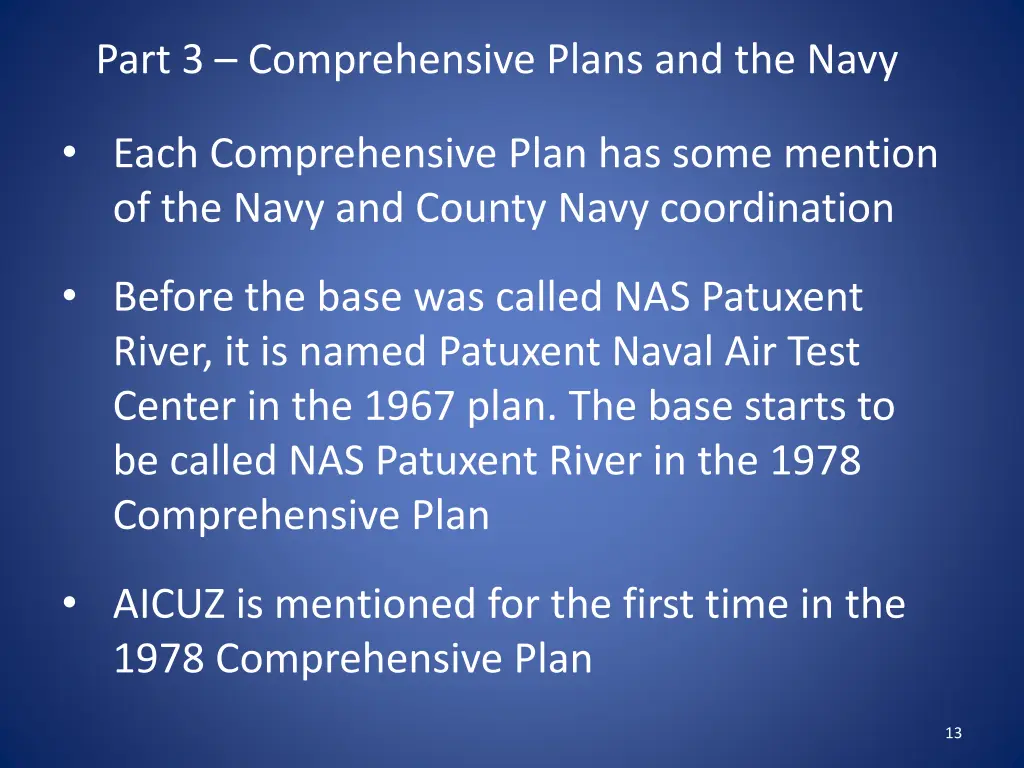 part 3 comprehensive plans and the navy