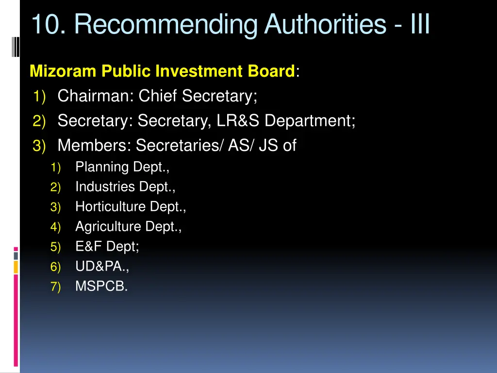 10 recommending authorities iii