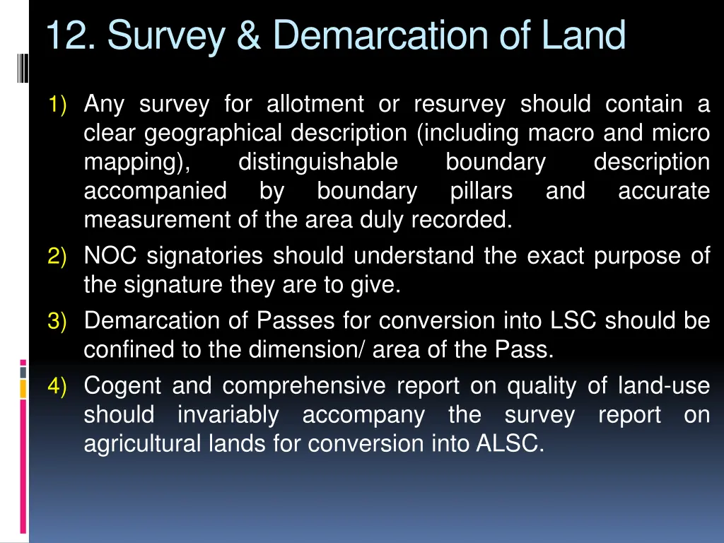 12 survey demarcation of land