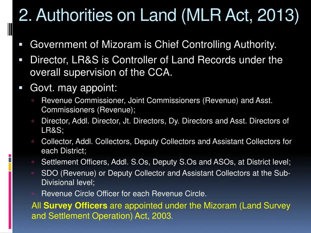 2 authorities on land mlr act 2013