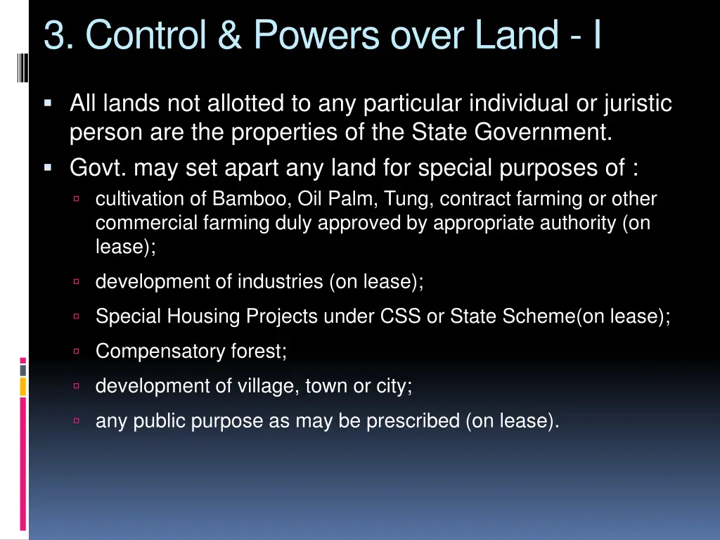 3 control powers over land i