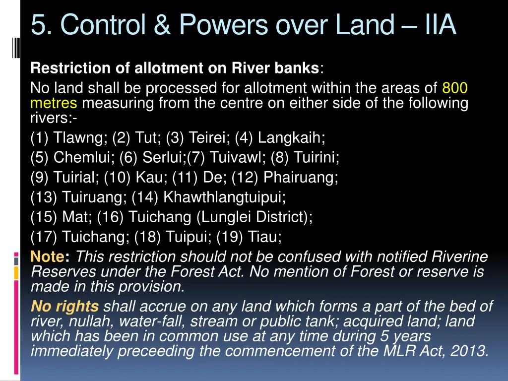 5 control powers over land iia