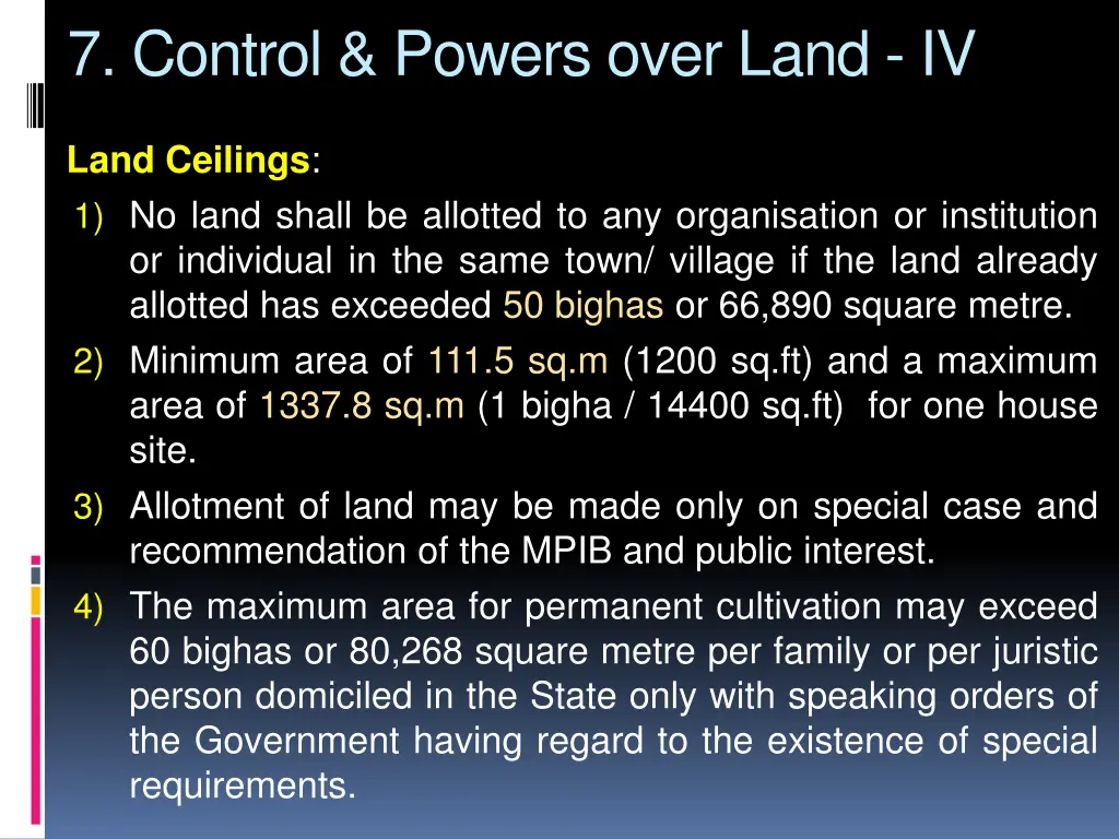 7 control powers over land iv